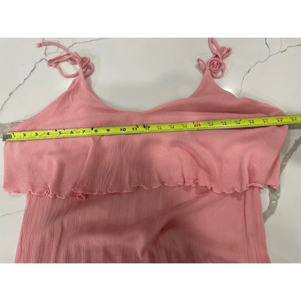 Amiani Tiered Pink Maxi Dress Lace Crochet XL Lightweight Rayon Resort Wear - Picture 11 of 11